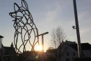 Steel sculpture of a Tervuren dog