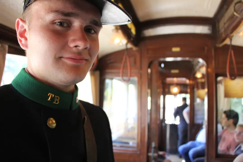 Inside one of the traditional trams