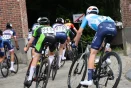 Cyclists ride through Tervuren during the 2026 Grand Prix Vermarc road cycling race.