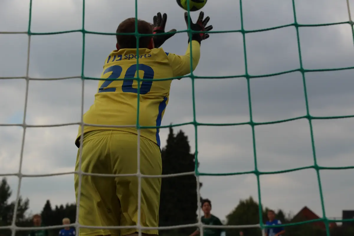 Keeper during football match in Tervuren.